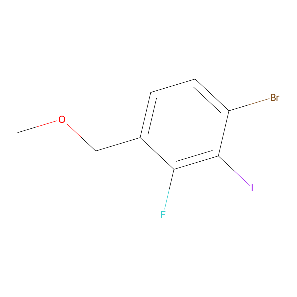 1-Bromo-3-fluoro-2-iodo-4-(methoxymethyl)benzene molecular structure, CAS 2379322-02-6