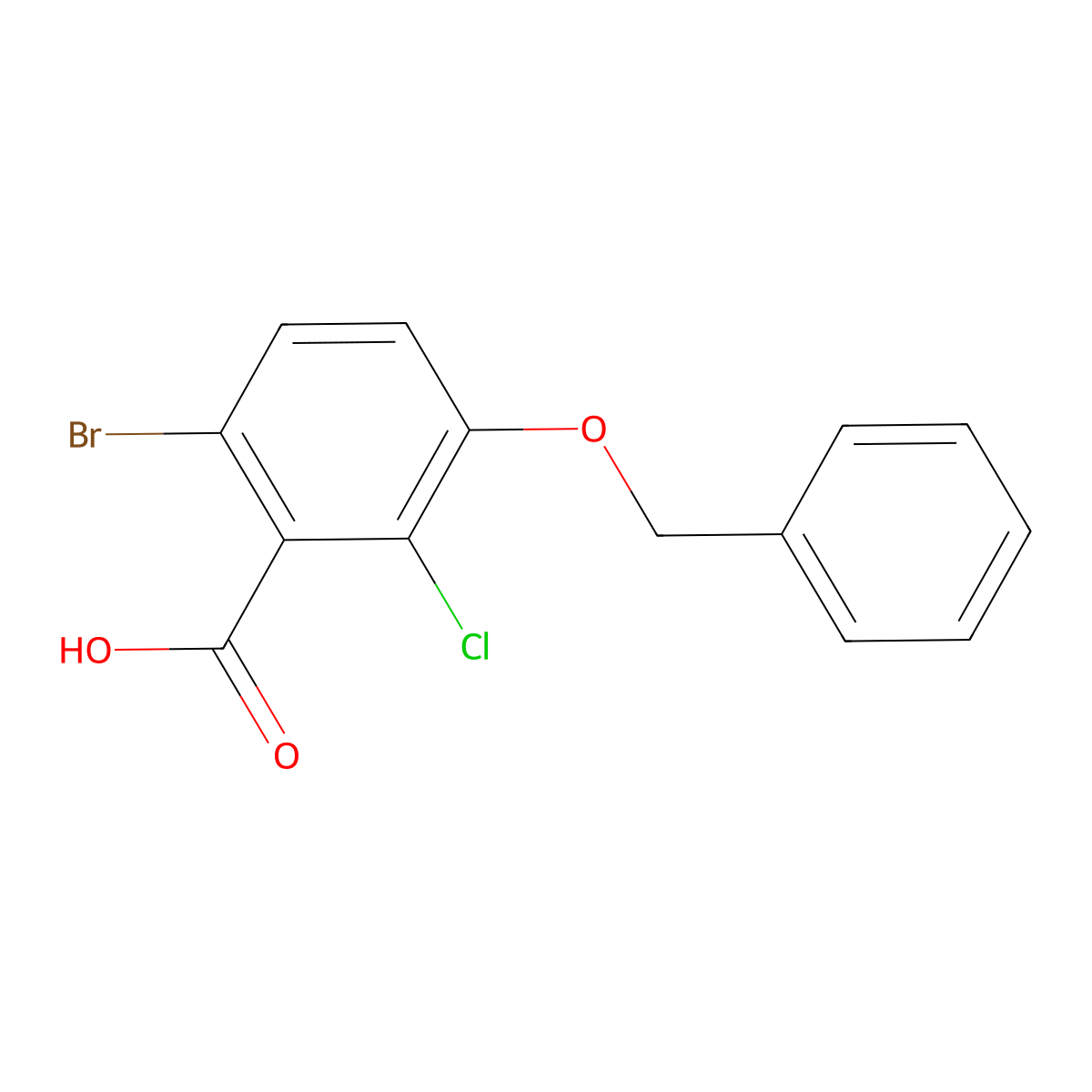 3-(Benzyloxy)-6-bromo-2-chlorobenzoic acid molecular structure, CAS 2379322-11-7