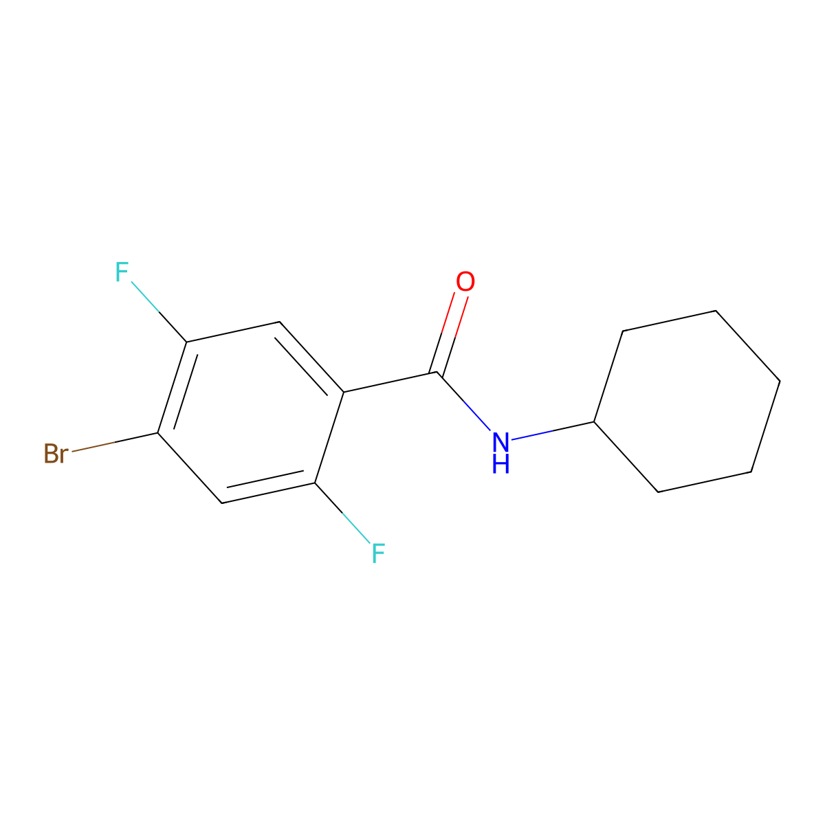 4-Bromo-N-cyclohexyl-2,5-difluorobenzamide molecular structure, CAS 2379322-14-0