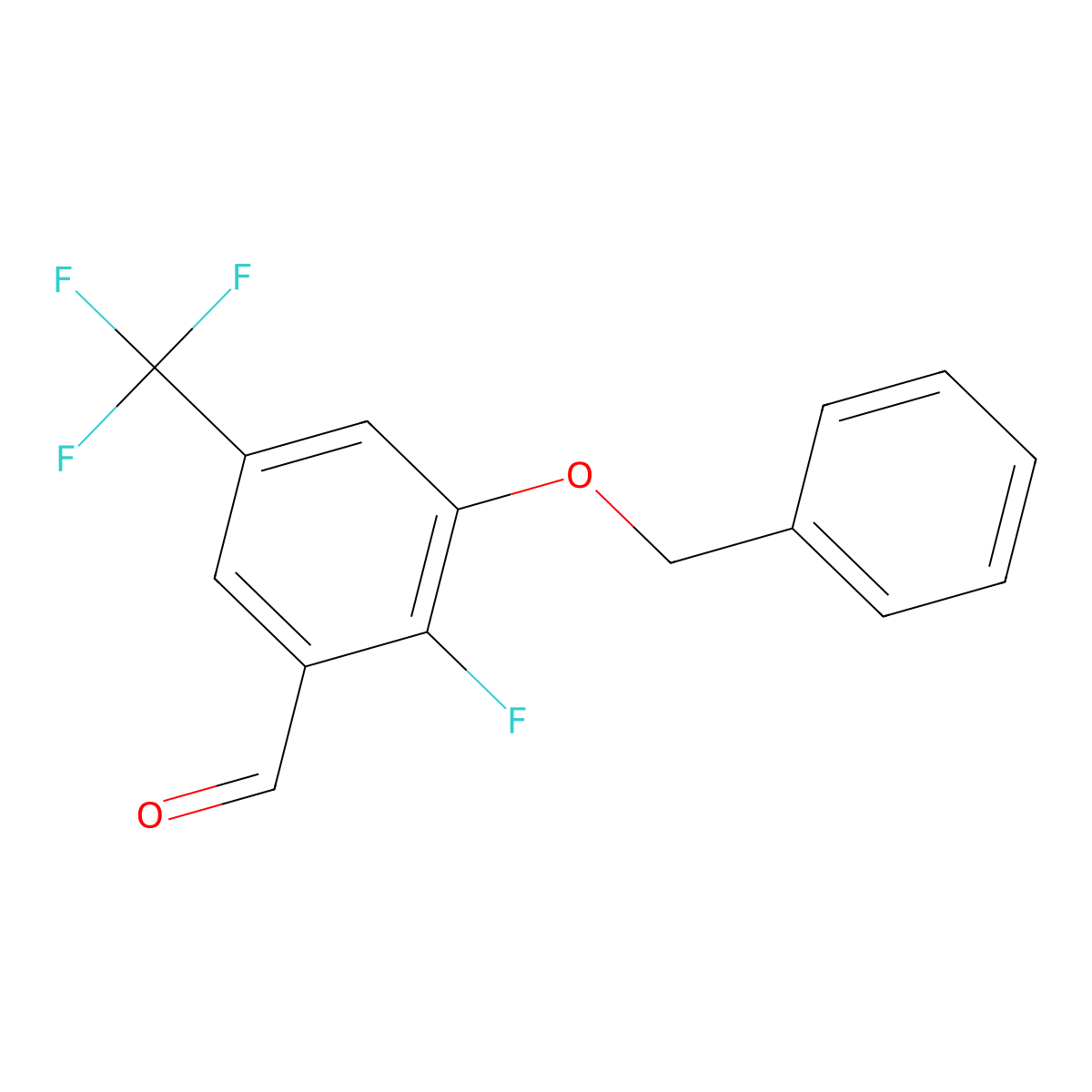 3-(Benzyloxy)-2-fluoro-5-(trifluoromethyl)benzaldehyde molecular structure, CAS 2379322-26-4