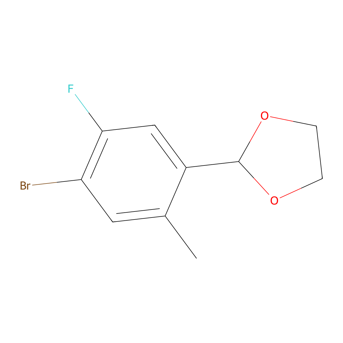 2-(4-Bromo-5-fluoro-2-methylphenyl)-1,3-dioxolane molecular structure, CAS 2379322-29-7