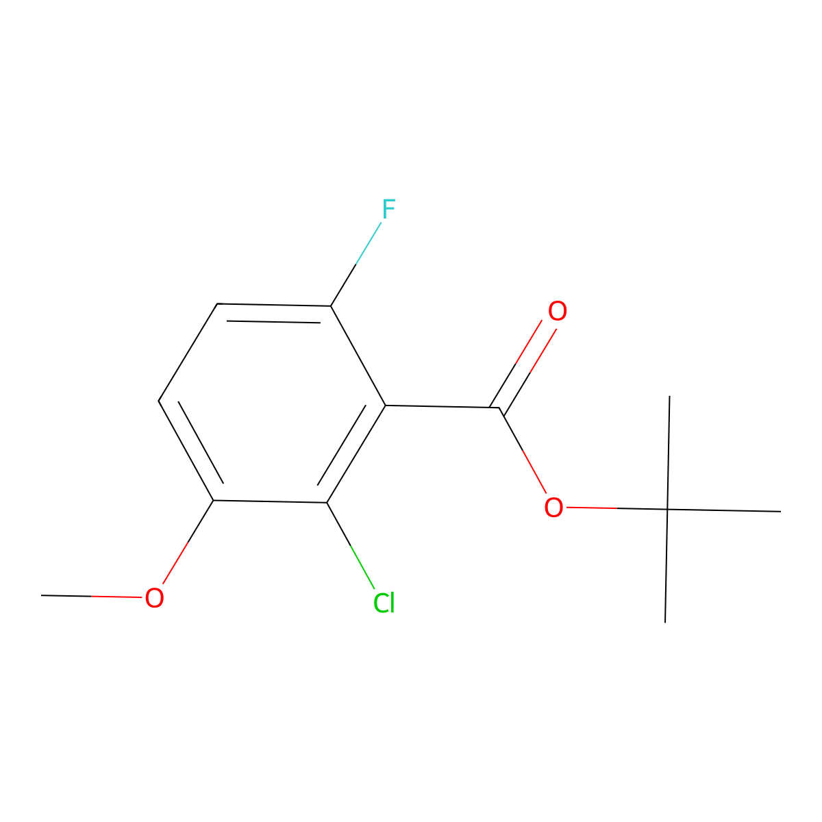 Tert-butyl 2-chloro-6-fluoro-3-methoxybenzoate molecular structure, CAS 2379322-40-2