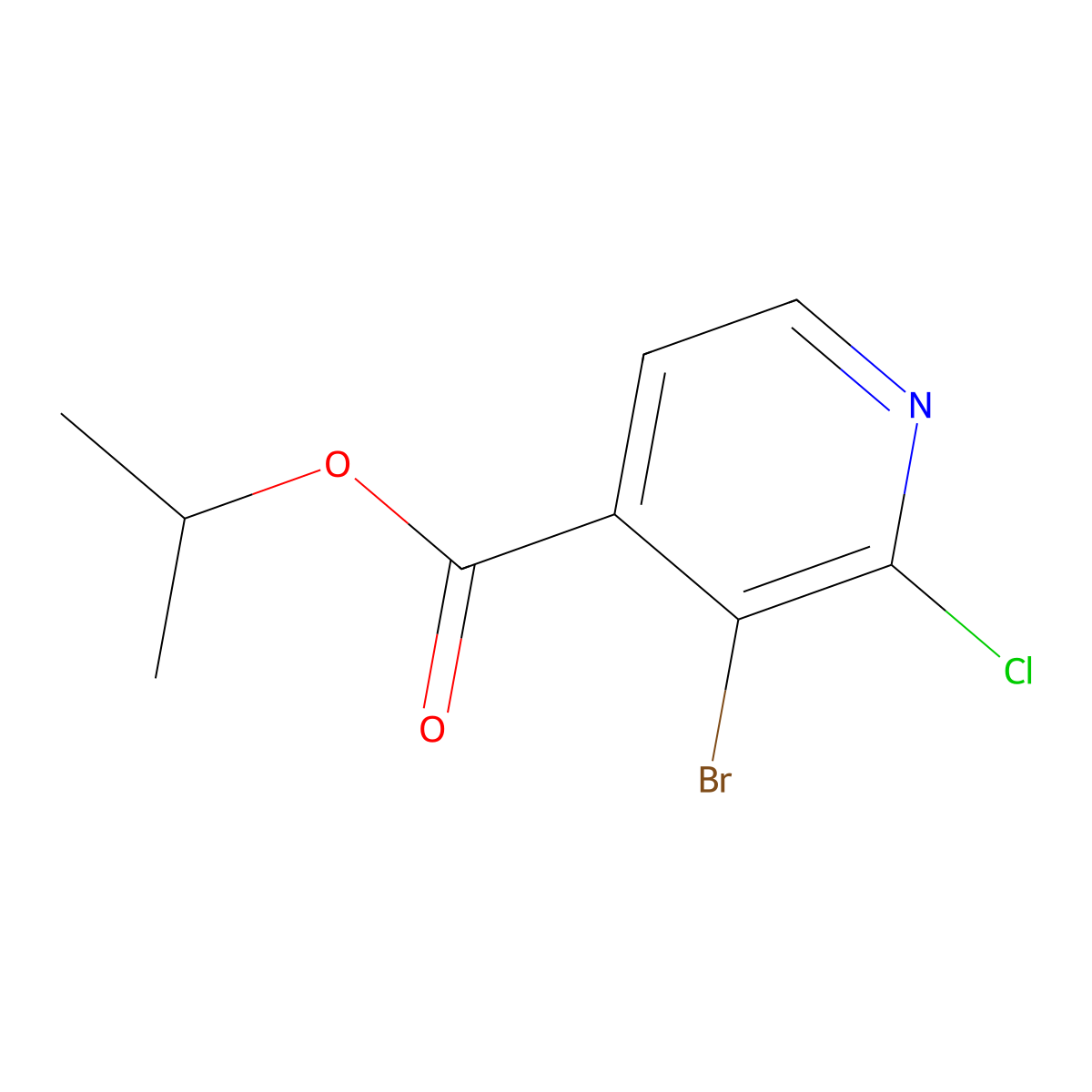 Isopropyl 3-bromo-2-chloroisonicotinate molecular structure, CAS 2379322-50-4