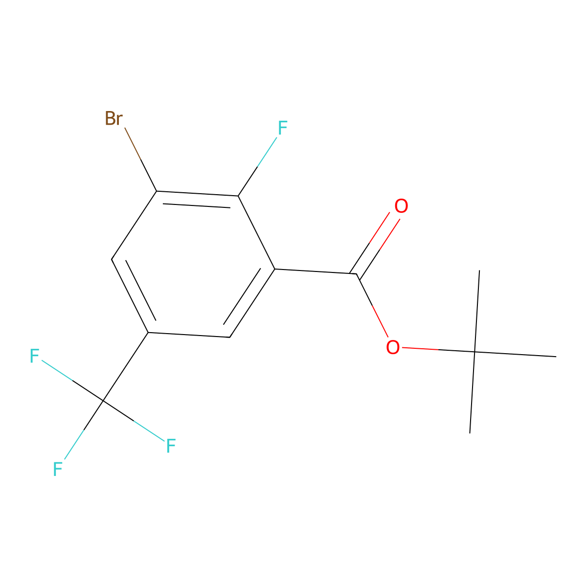 Tert-butyl 3-bromo-2-fluoro-5-(trifluoromethyl)benzoate molecular structure, CAS 2379322-51-5