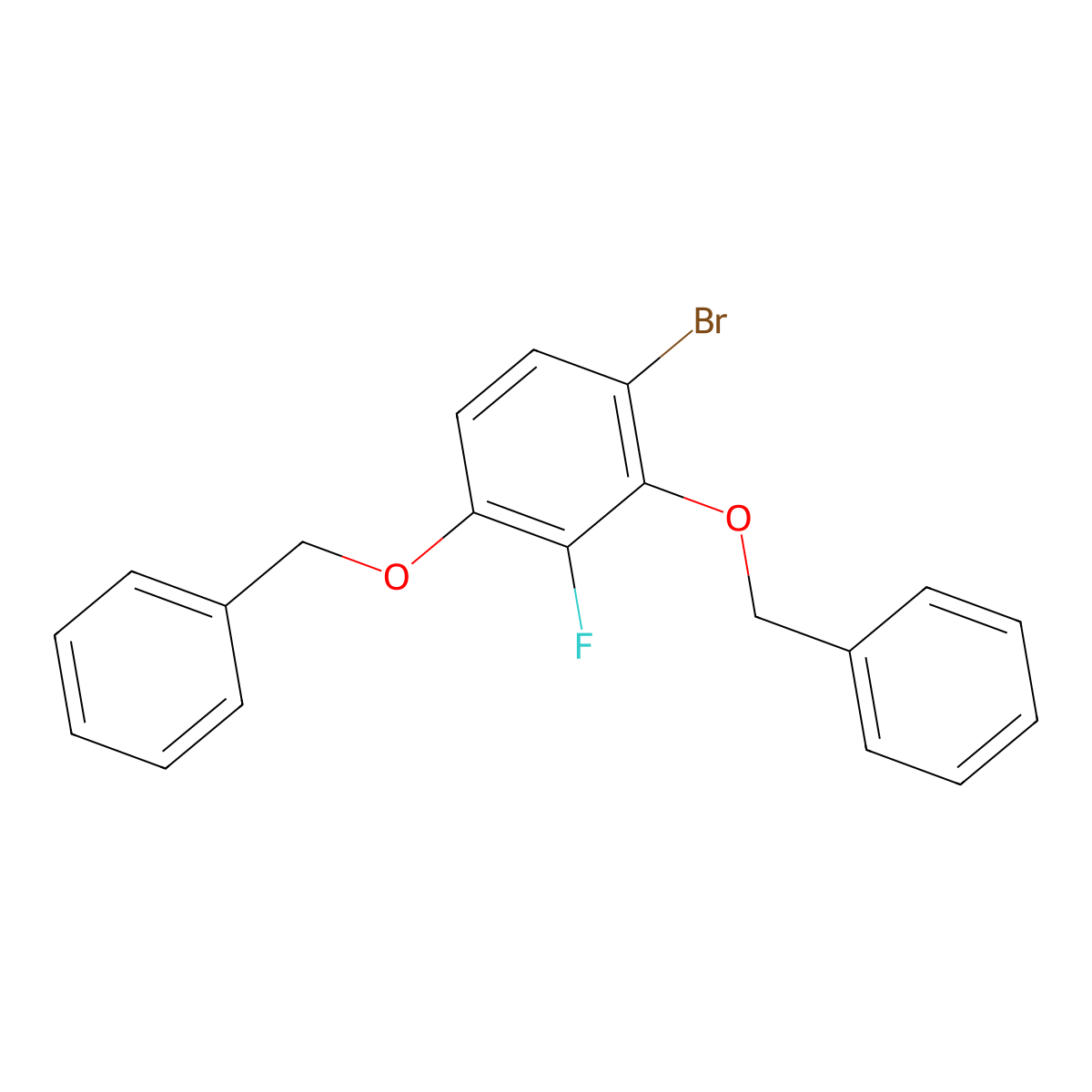 (((4-Bromo-2-fluoro-1,3-phenylene)bis(oxy))bis(methylene))dibenzene molecular structure, CAS 2379322-54-8