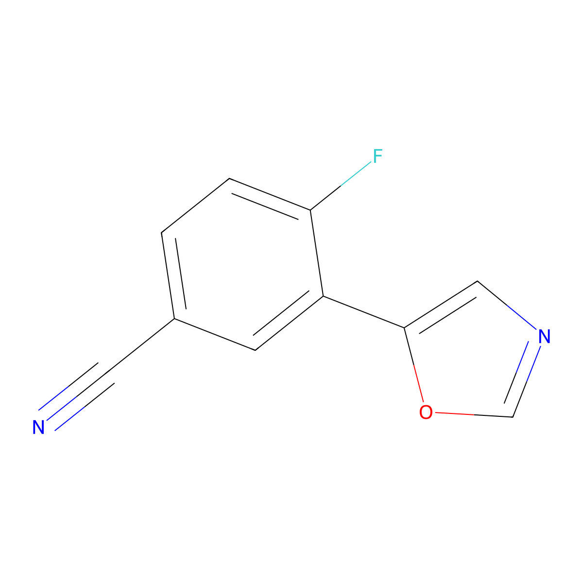 4-Fluoro-3-(1,3-oxazol-5-yl)benzonitrile molecular structure, CAS 2379322-65-1