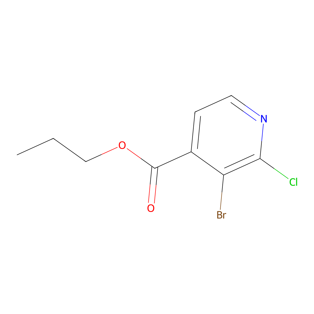 Propyl 3-bromo-2-chloroisonicotinate molecular structure, CAS 2379322-68-4