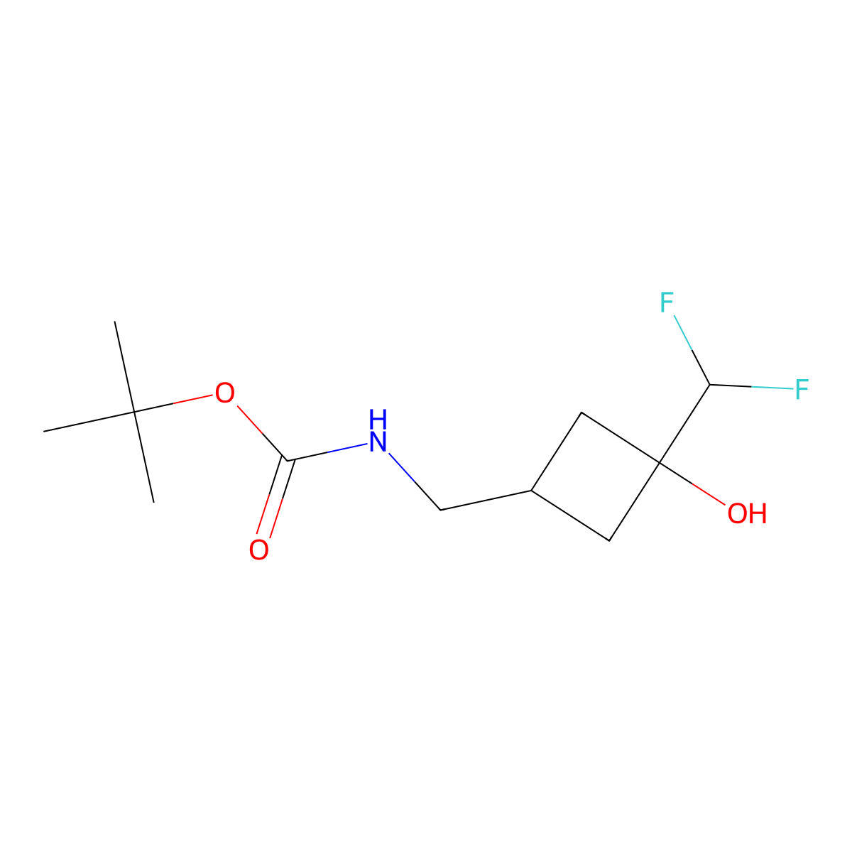 tert-butyl N-{[3-(difluoromethyl)-3-hydroxycyclobutyl]methyl}carbamate molecular structure, CAS 2379394-76-8