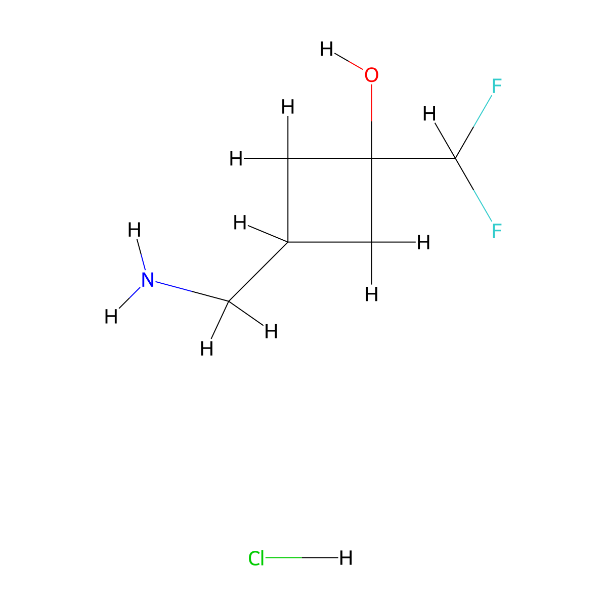 3-(Aminomethyl)-1-(difluoromethyl)cyclobutan-1-ol hydrochloride molecular structure, CAS 2379394-78-0