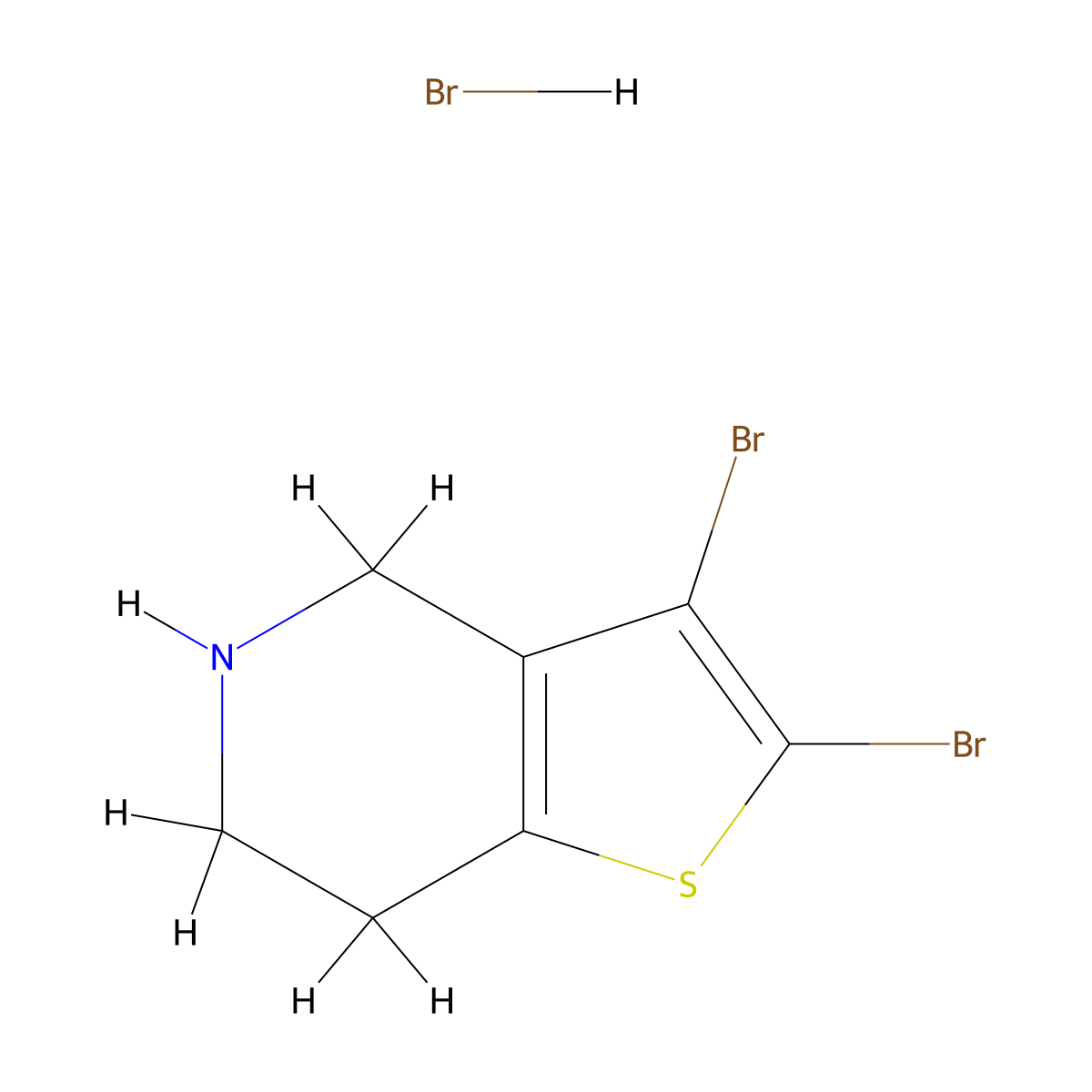 2,3-dibromo-4H,5H,6H,7H-thieno[3,2-c]pyridine hydrobromide molecular structure, CAS 2379403-67-3