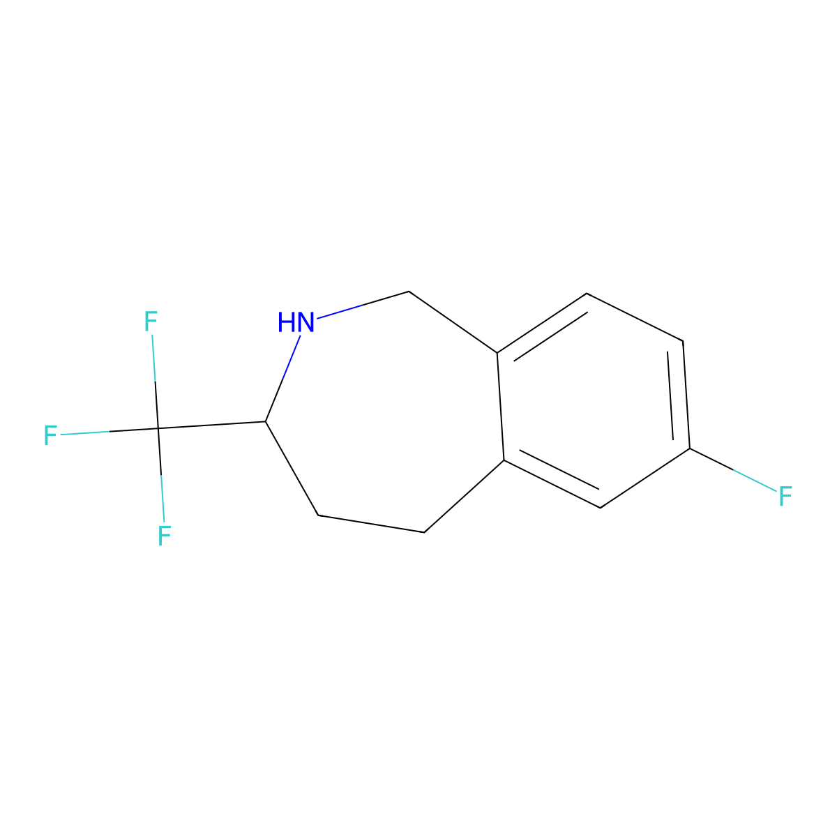 7-fluoro-3-(trifluoromethyl)-2,3,4,5-tetrahydro-1H-benzo[c]azepine molecular structure, CAS 2379411-56-8