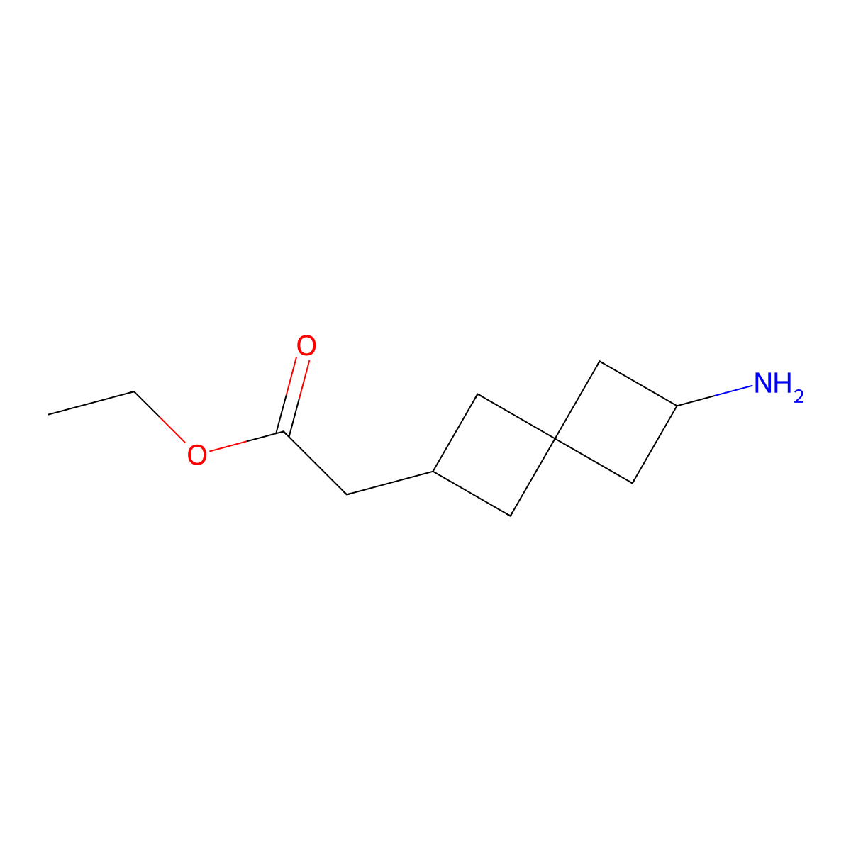Ethyl 2-(6-aminospiro[3.3]heptan-2-yl)acetate molecular structure, CAS 2379430-42-7