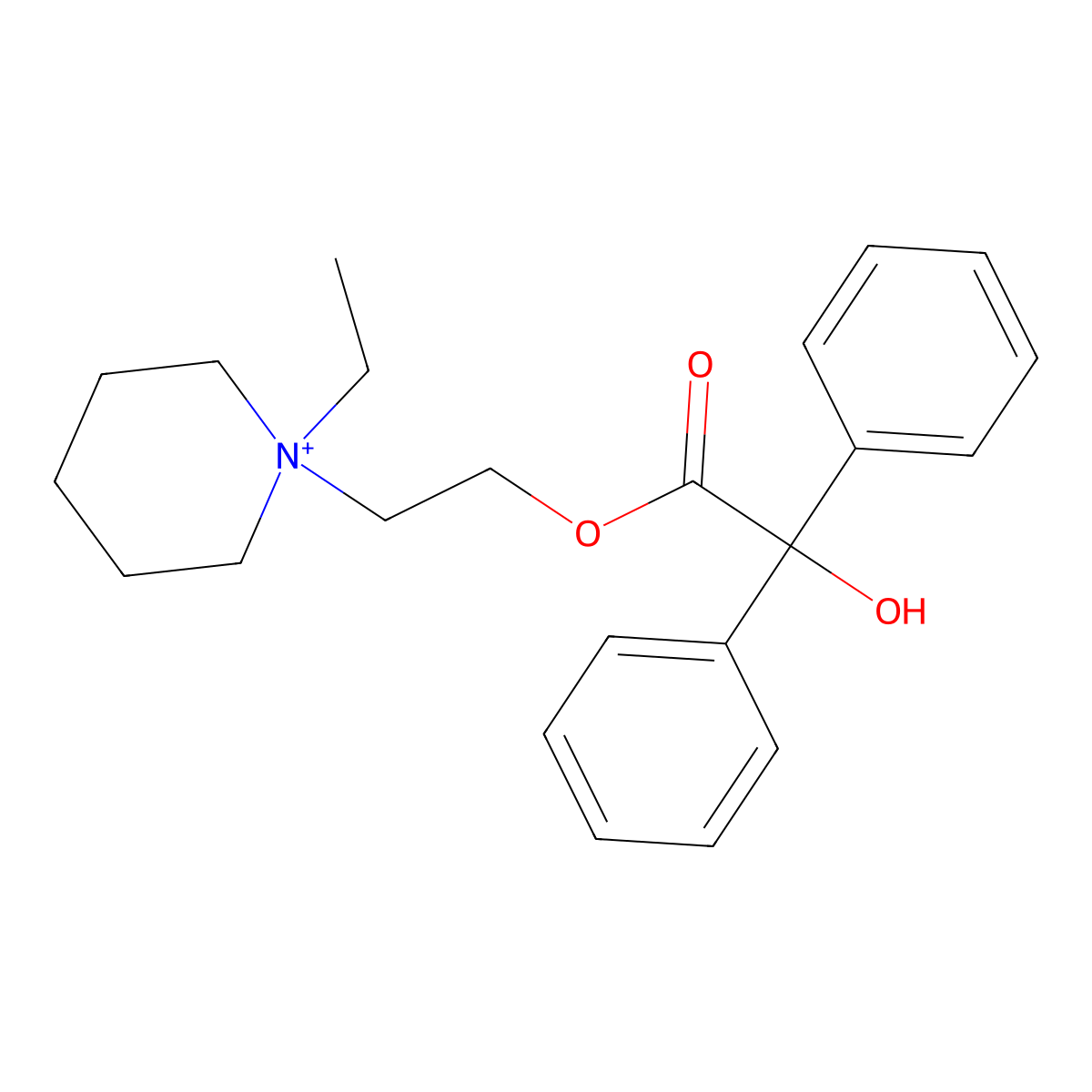 1-Ethyl-1-[2-(hydroxydiphenylacetoxy)ethyl]piperidinium molecular structure, CAS 23795-19-9