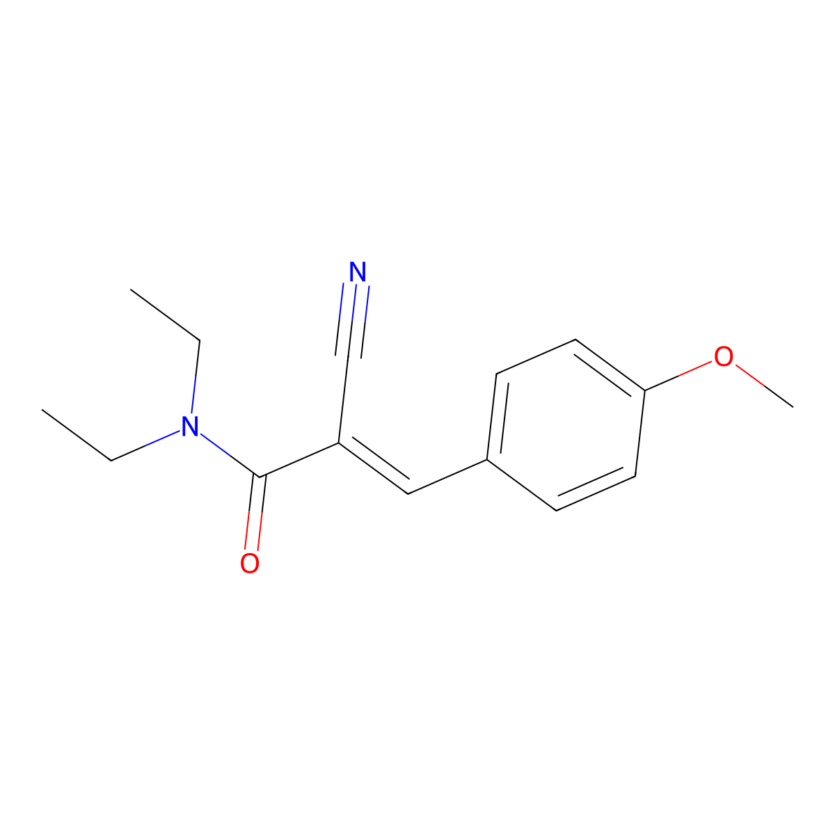 (2E)-2-cyano-N,N-diethyl-3-(4-methoxyphenyl)prop-2-enamide molecular structure, CAS 23795-68-8