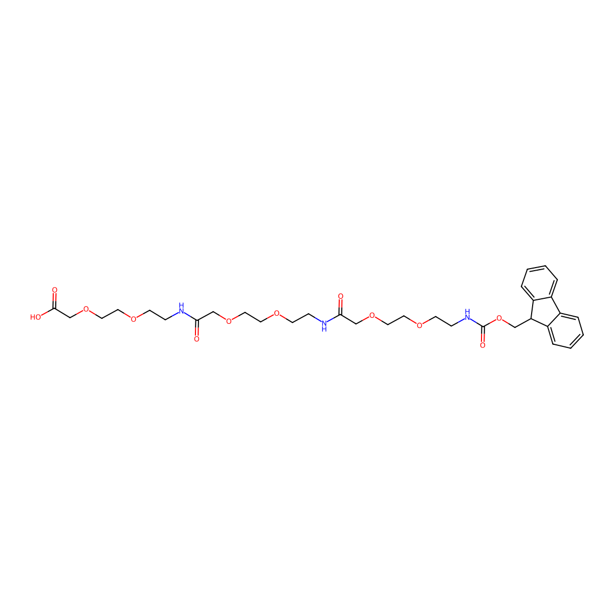 2-[2-[2-[[2-[2-[2-[[2-[2-[2-(9H-fluoren-9-ylmethoxycarbonylamino)ethoxy]ethoxy]acetyl]amino]ethoxy]ethoxy]acetyl]amino]ethoxy]ethoxy]acetic acid molecular structure, CAS 2379531-43-6