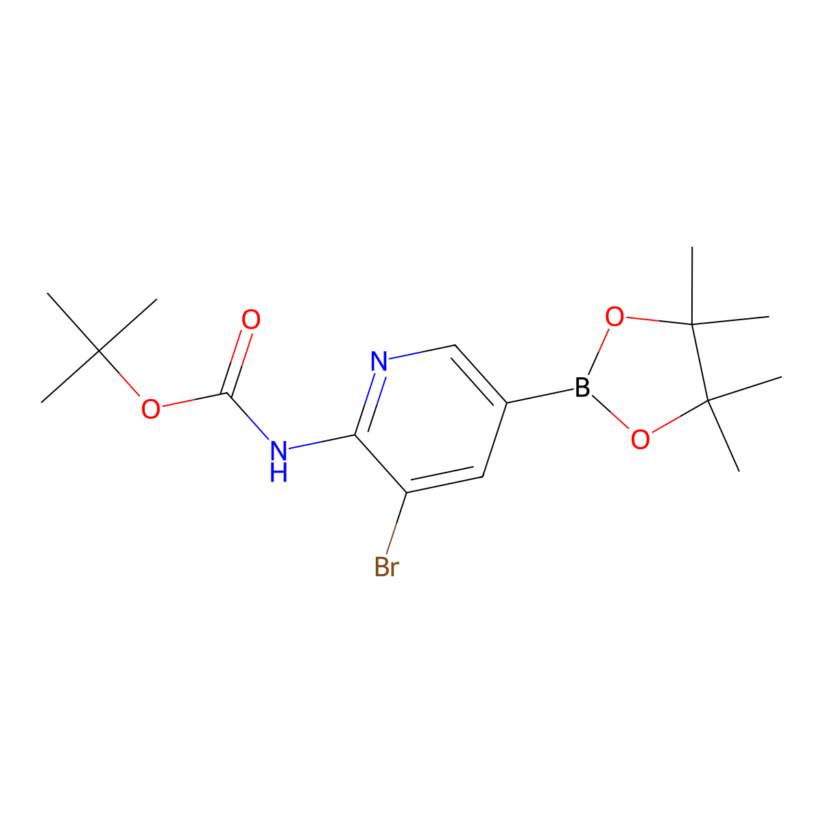 2-Bocamino-3-bromo-pyridine-5-boronic acid pinacol ester molecular structure, CAS 2379560-86-6