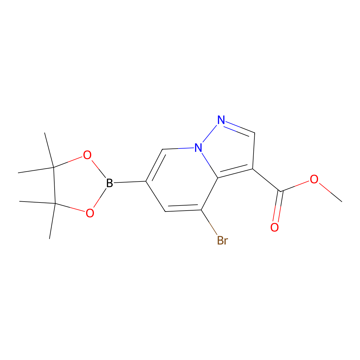 4-Bromo-3-methoxycarbonyl-pyrazolo[1,5-a]pyridine-6-boronic acid pinacol ester molecular structure, CAS 2379560-91-3