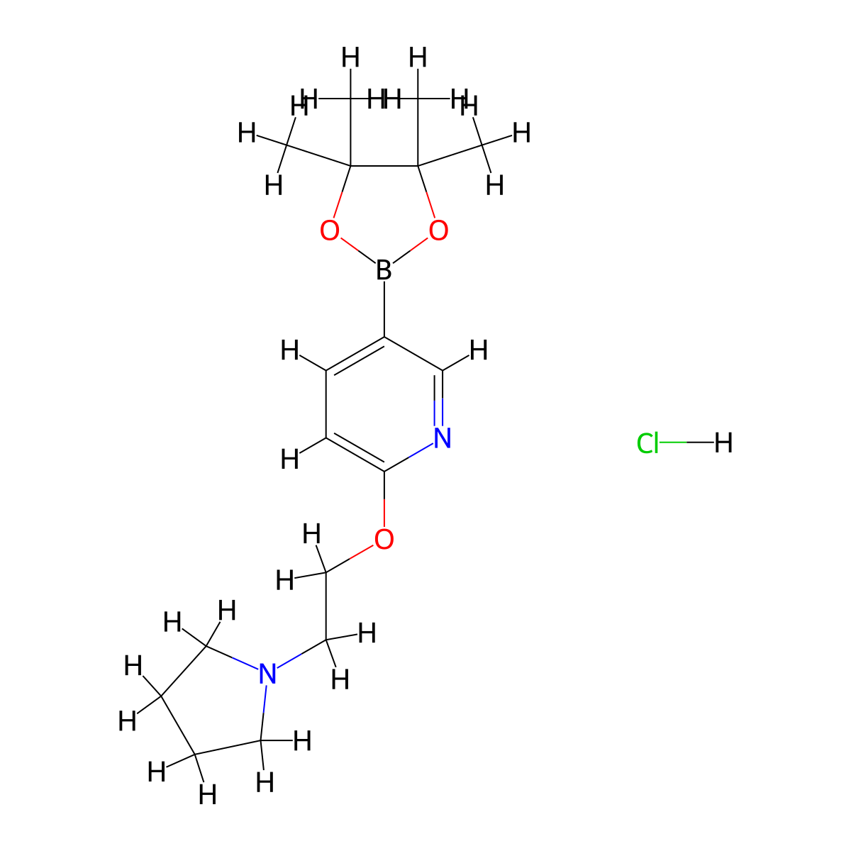 2-(2-Pyrrolidin-1-yl-ethoxy)-pyridine-5-boronic acid pinacol ester hydrochloride molecular structure, CAS 2379560-95-7