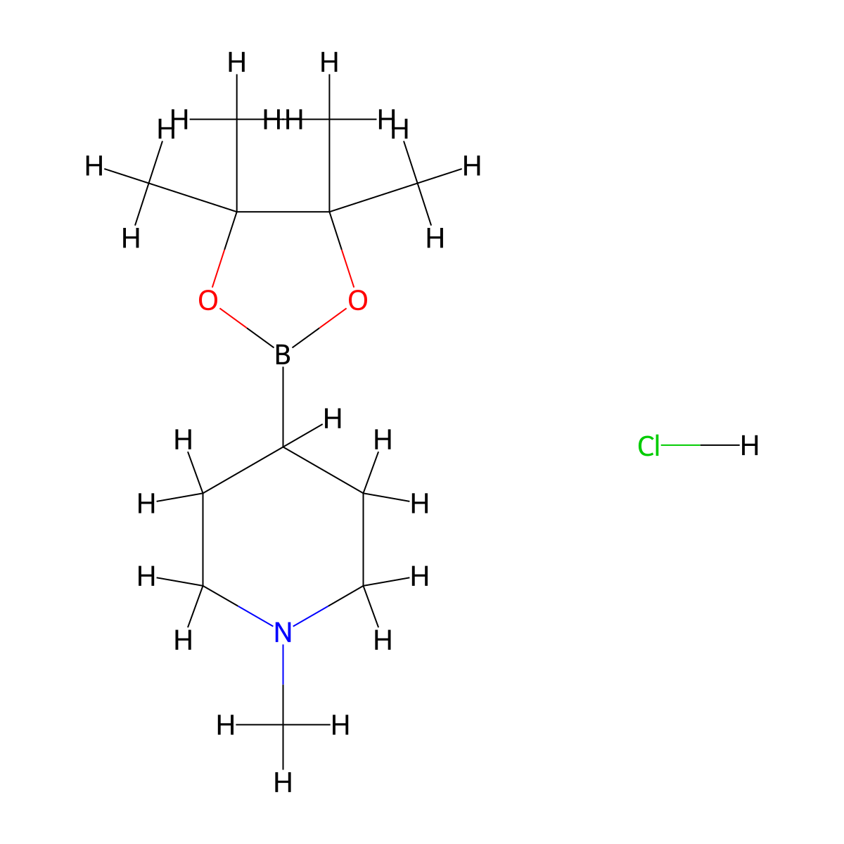 1-Methyl-piperidine-4-boronic acid pinacol ester hydrochloride molecular structure, CAS 2379560-96-8