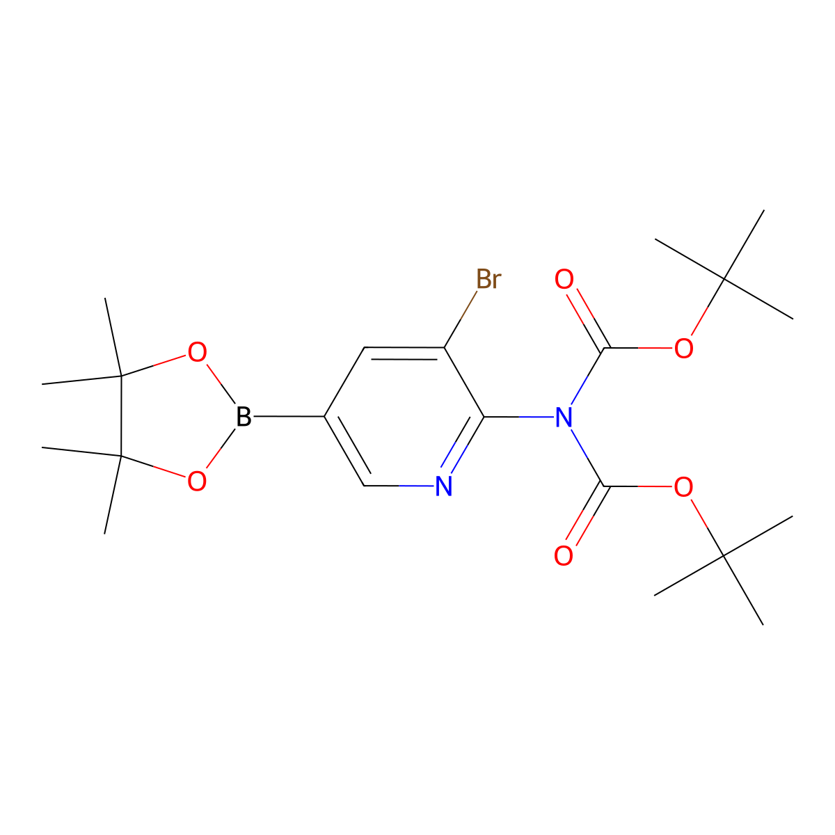 2-(di-Boc-amino)-3-bromo-pyridine-5-boronic acid pinacol ester molecular structure, CAS 2379561-00-7