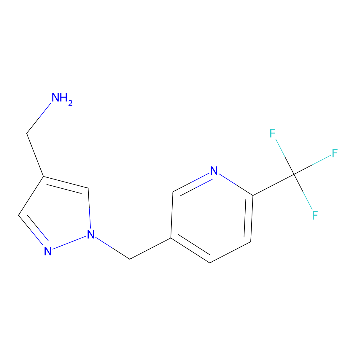 (1-((6-(Trifluoromethyl)pyridin-3-yl)methyl)-1H-pyrazol-4-yl)methanamine molecular structure, CAS 2379585-93-8