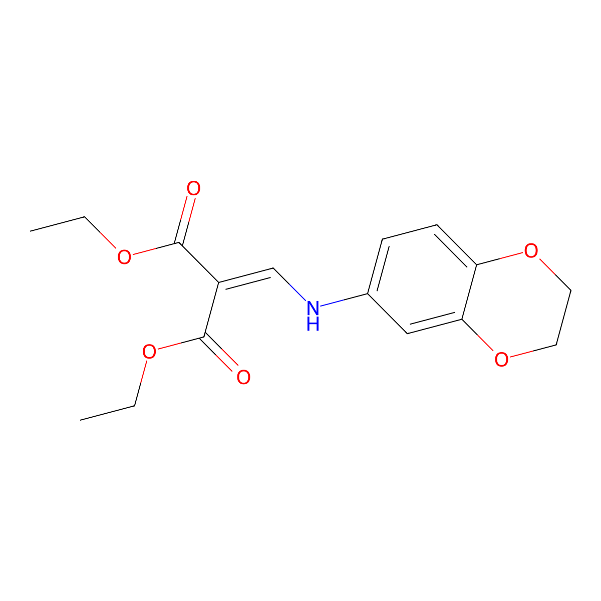 Diethyl 2-[(2,3-dihydro-1,4-benzodioxin-6-ylamino)methylidene]propanedioate molecular structure, CAS 23796-63-6