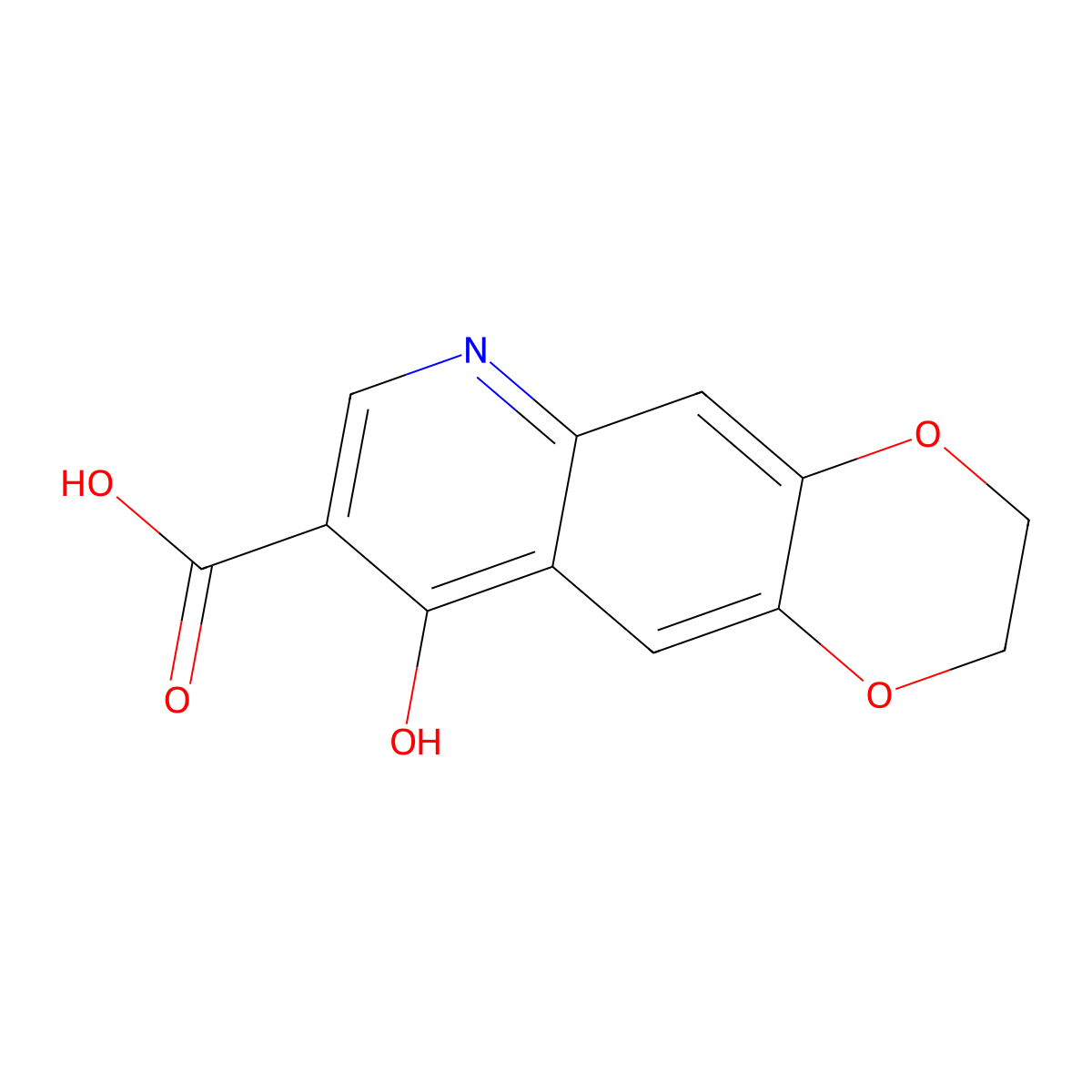 9-Hydroxy-2,3-dihydro[1,4]dioxino[2,3-g]quinoline-8-carboxylic acid molecular structure, CAS 23796-64-7