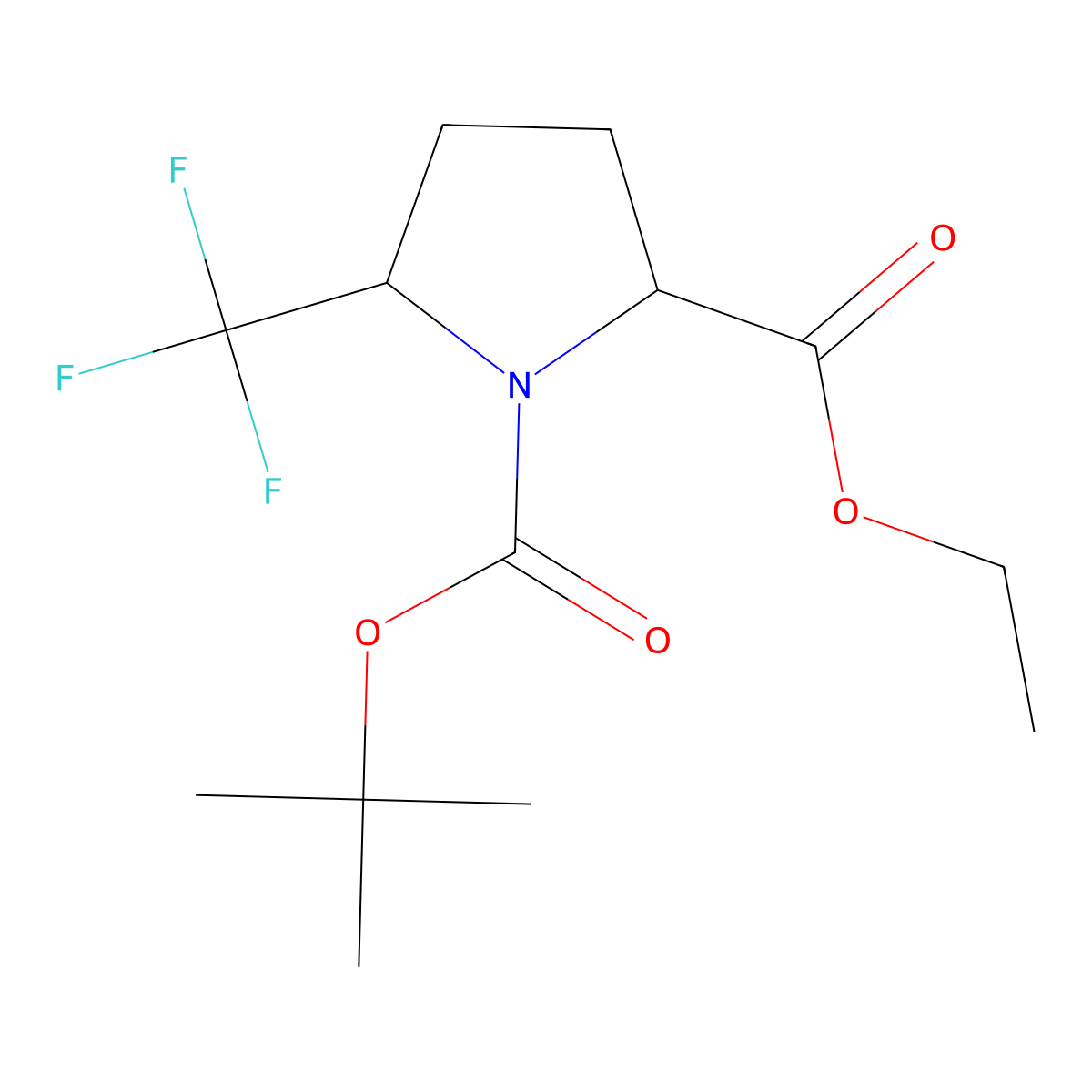 5-Trifluoromethyl-pyrrolidine-1,2-dicarboxylic acid 1-tert-butyl ester 2-ethyl ester molecular structure, CAS 2379651-39-3