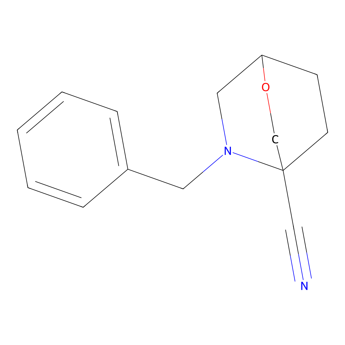 5-Benzyl-2-oxa-5-aza-bicyclo[2.2.2]octane-4-carbonitrile molecular structure, CAS 2379651-41-7