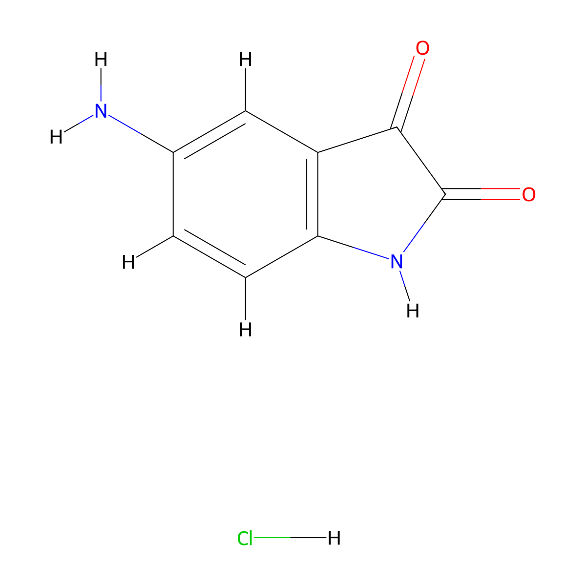 5-Aminoindoline-2,3-dione hydrochloride molecular structure, CAS 2379702-01-7