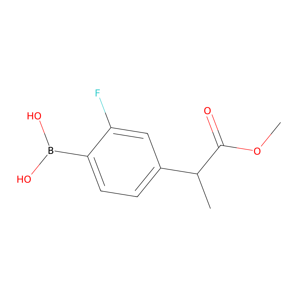 [2-Fluoro-4-(1-methoxy-1-oxopropan-2-yl)phenyl]boronic acid molecular structure, CAS 2379759-50-7