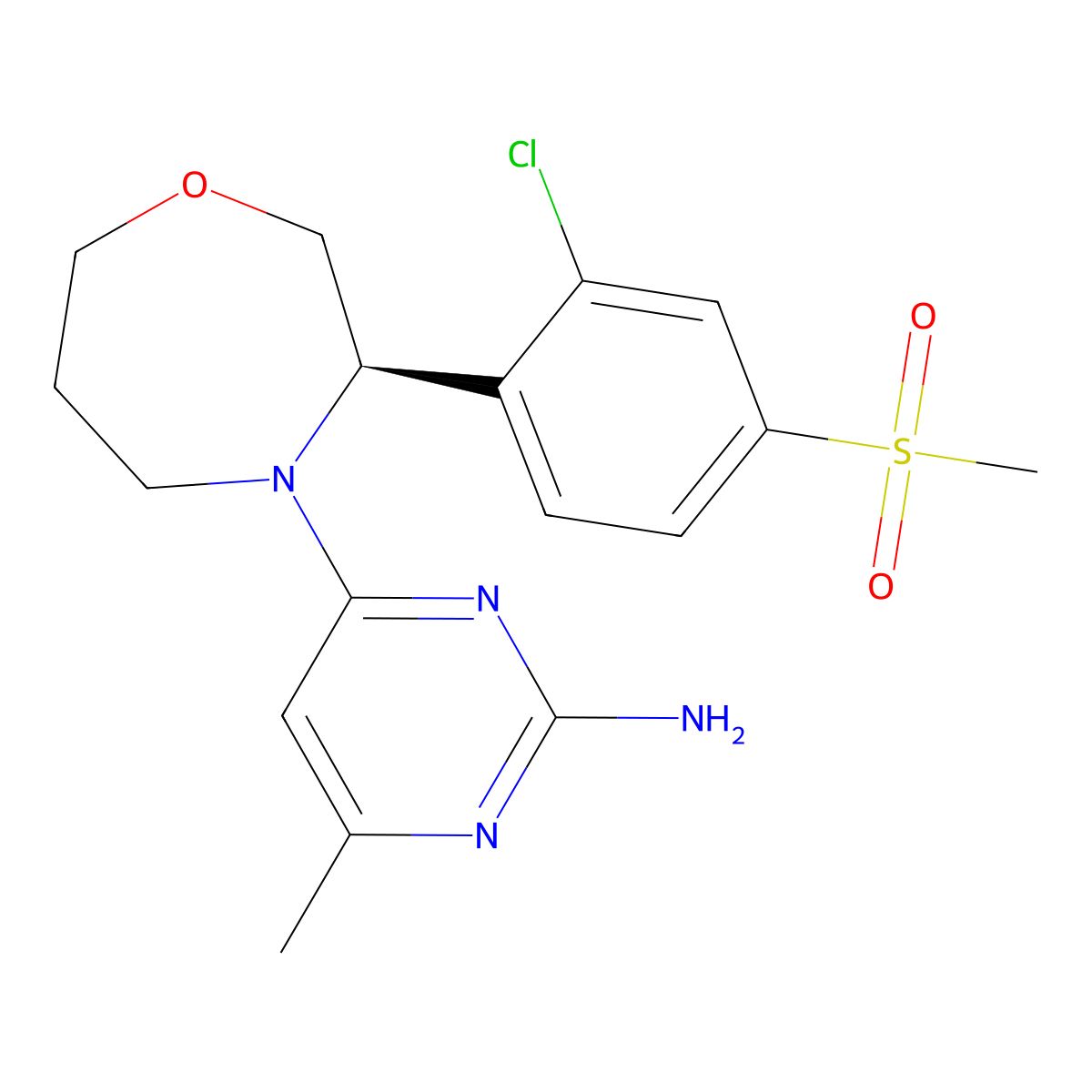 4-[(3R)-3-(2-chloro-4-methylsulfonylphenyl)-1,4-oxazepan-4-yl]-6-methylpyrimidin-2-amine molecular structure, CAS 2379783-61-4