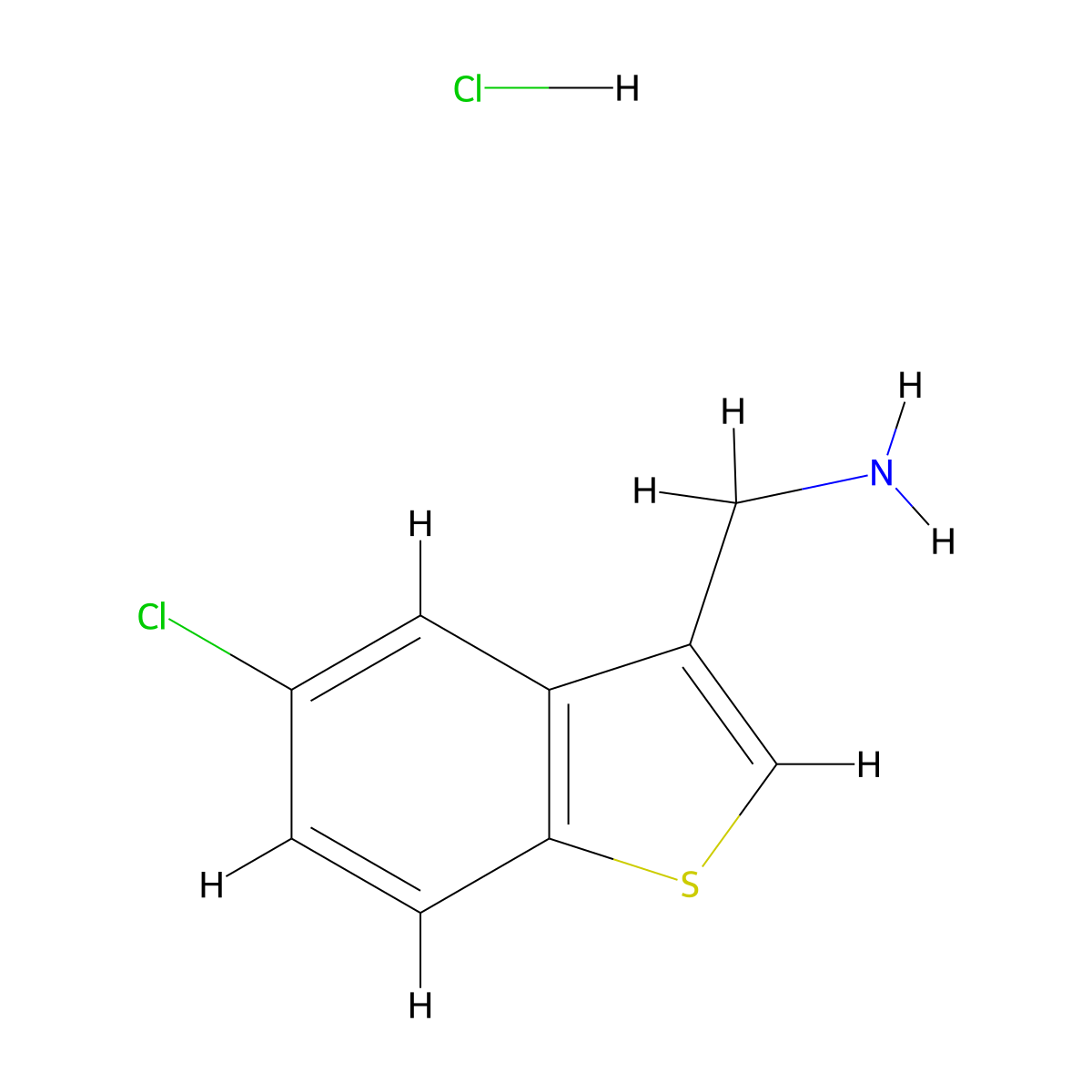 1-(5-Chloro-1-benzothiophen-3-yl)methanamine hydrochloride molecular structure, CAS 23799-56-6