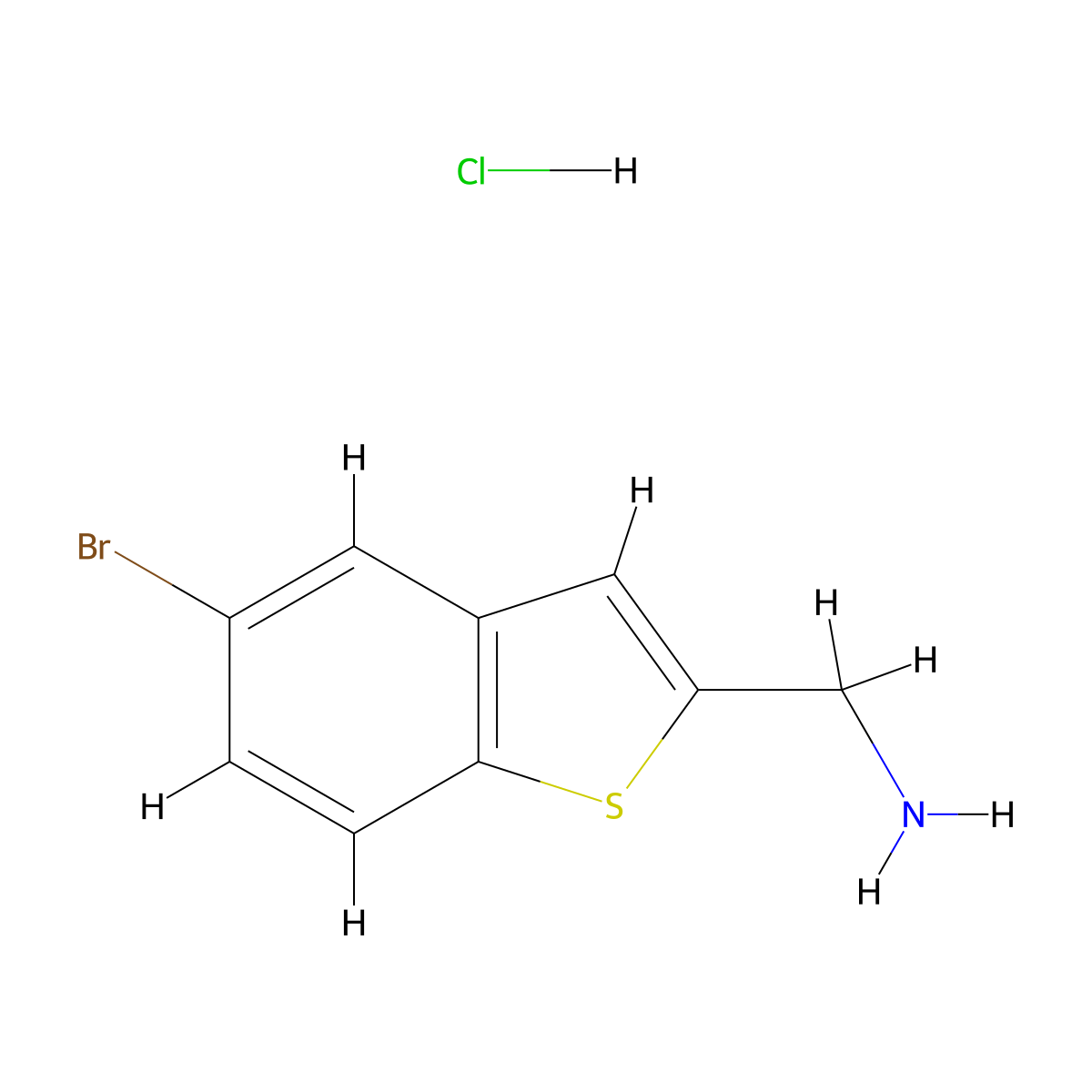 (5-Bromo-1-benzothiophen-2-yl)methanamine hydrochloride molecular structure, CAS 23799-58-8