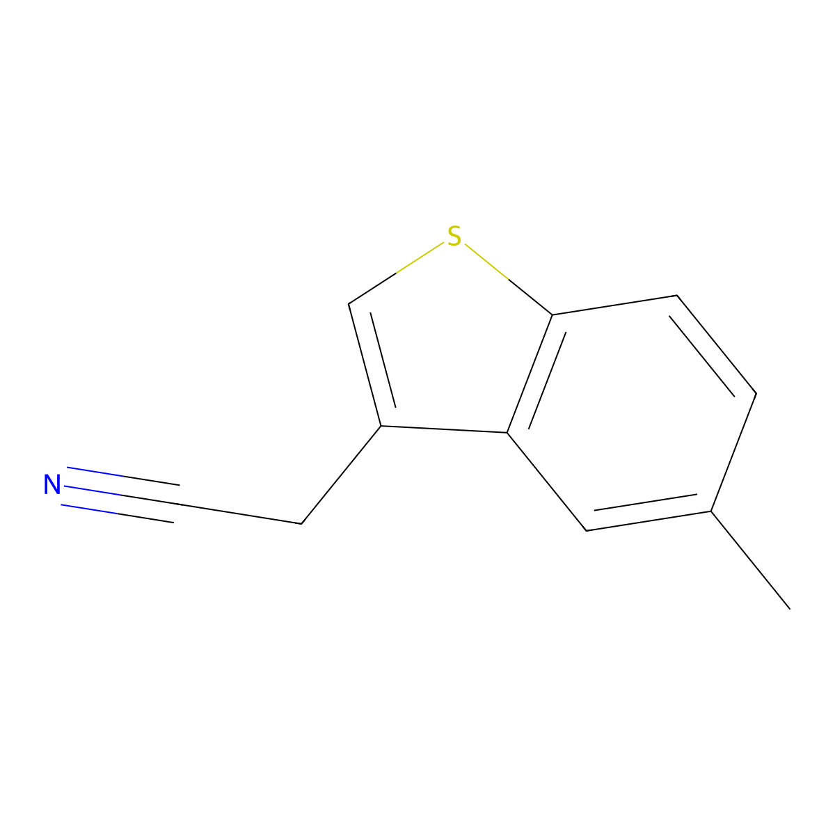 (5-Methyl-1-benzothiophen-3-YL)acetonitrile molecular structure, CAS 23799-59-9