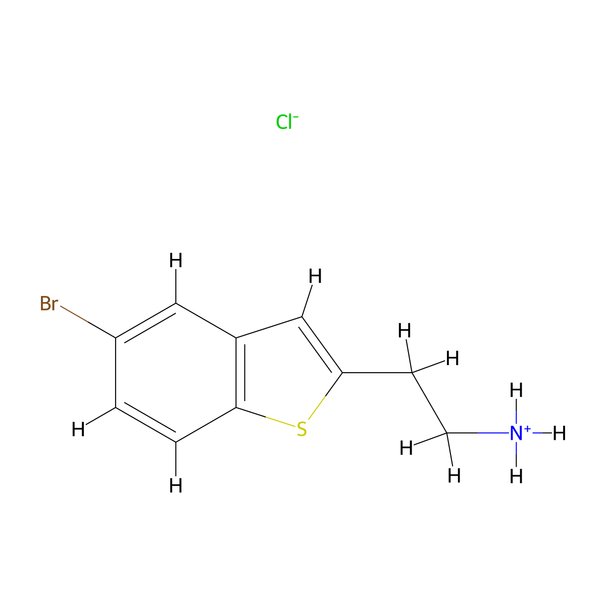 2-(5-Bromo-1-benzothiophen-2-yl)ethan-1-amine--hydrogen chloride (1/1) molecular structure, CAS 23799-80-6