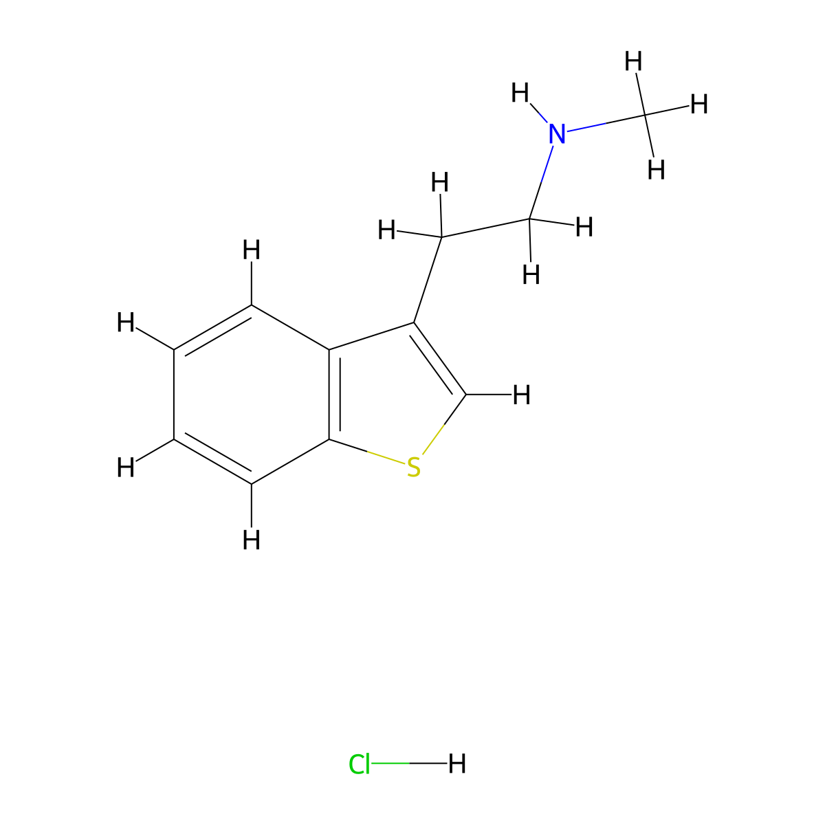 Benzo(b)thiophene-3-ethylamine, N-methyl-, hydrochloride molecular structure, CAS 23799-81-7
