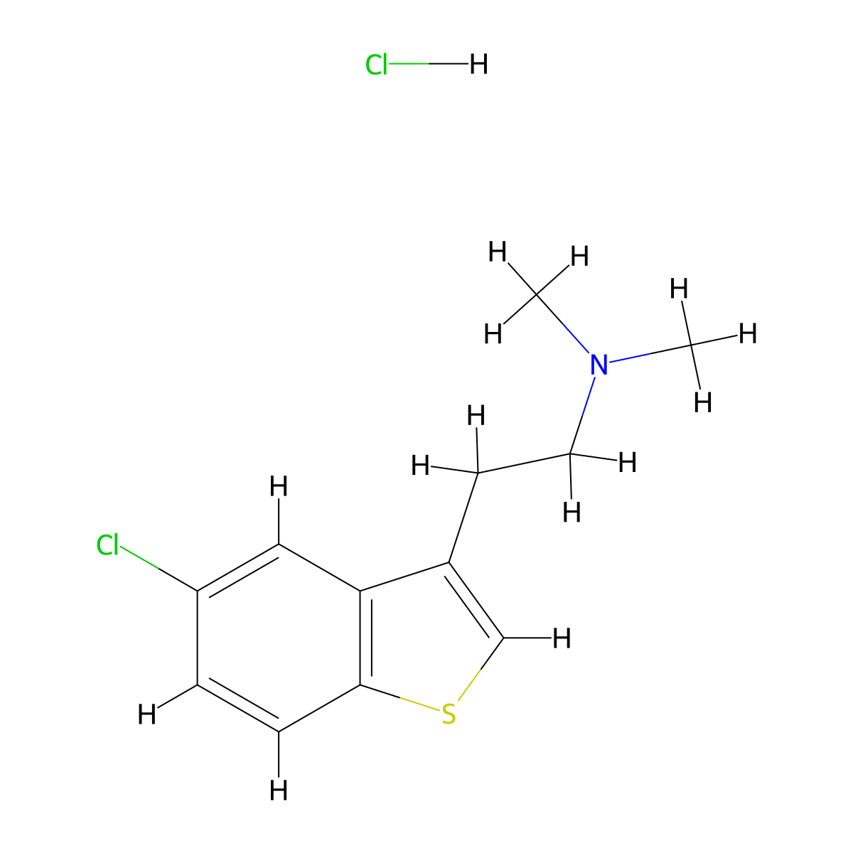 Benzo(b)thiophene-3-ethylamine, 5-chloro-N,N-dimethyl-, hydrochloride molecular structure, CAS 23799-87-3