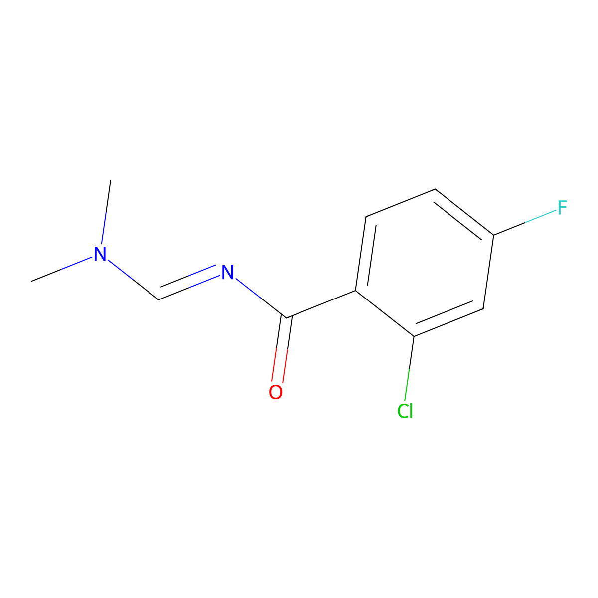 2-Chloro-N-((dimethylamino)methylene)-4-fluorobenzamide molecular structure, CAS 2379917-15-2
