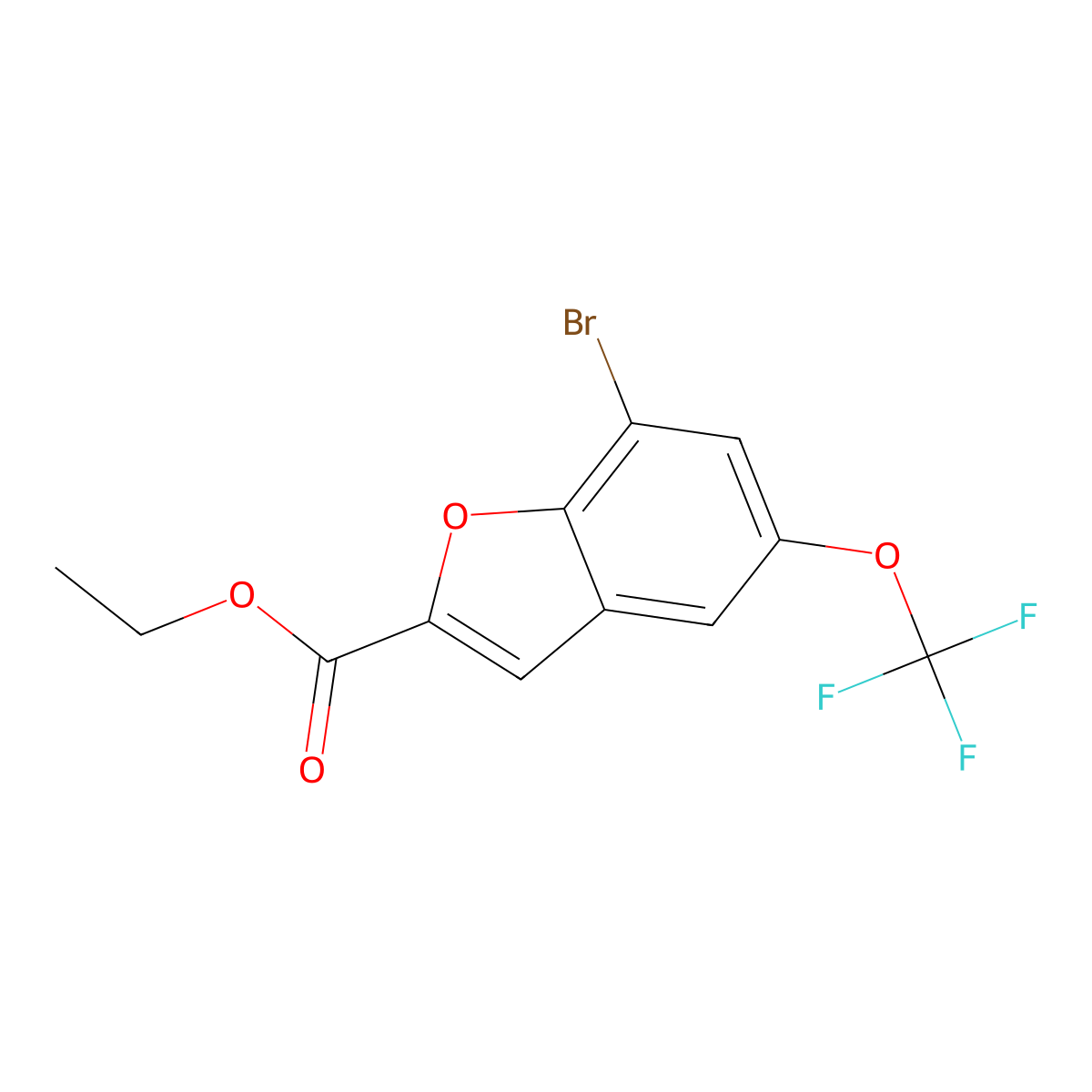 Ethyl 7-bromo-5-(trifluoromethoxy)benzofuran-2-carboxylate molecular structure, CAS 2379918-36-0