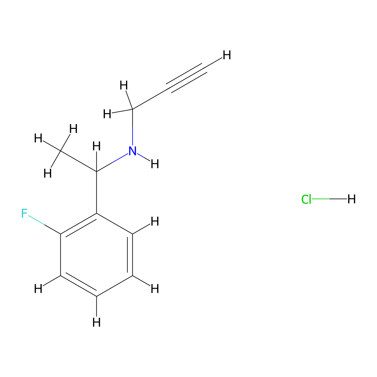 N-[1-(2-Fluorophenyl)ethyl]prop-2-yn-1-amine hydrochloride molecular structure, CAS 2379918-37-1