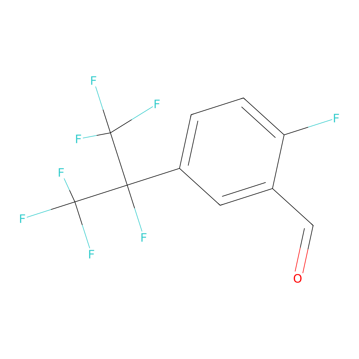2-Fluoro-5-(1,1,1,2,3,3,3-heptafluoropropan-2-yl)benzaldehyde molecular structure, CAS 2379918-42-8