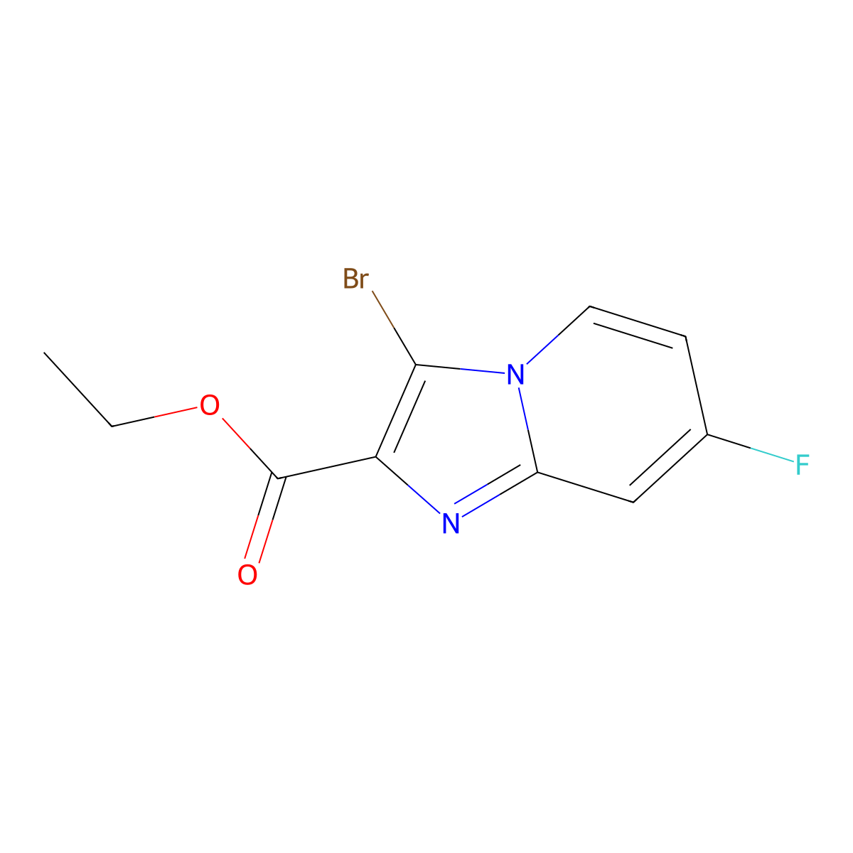 Ethyl 3-bromo-7-fluoroimidazo[1,2-a]pyridine-2-carboxylate molecular structure, CAS 2379918-49-5