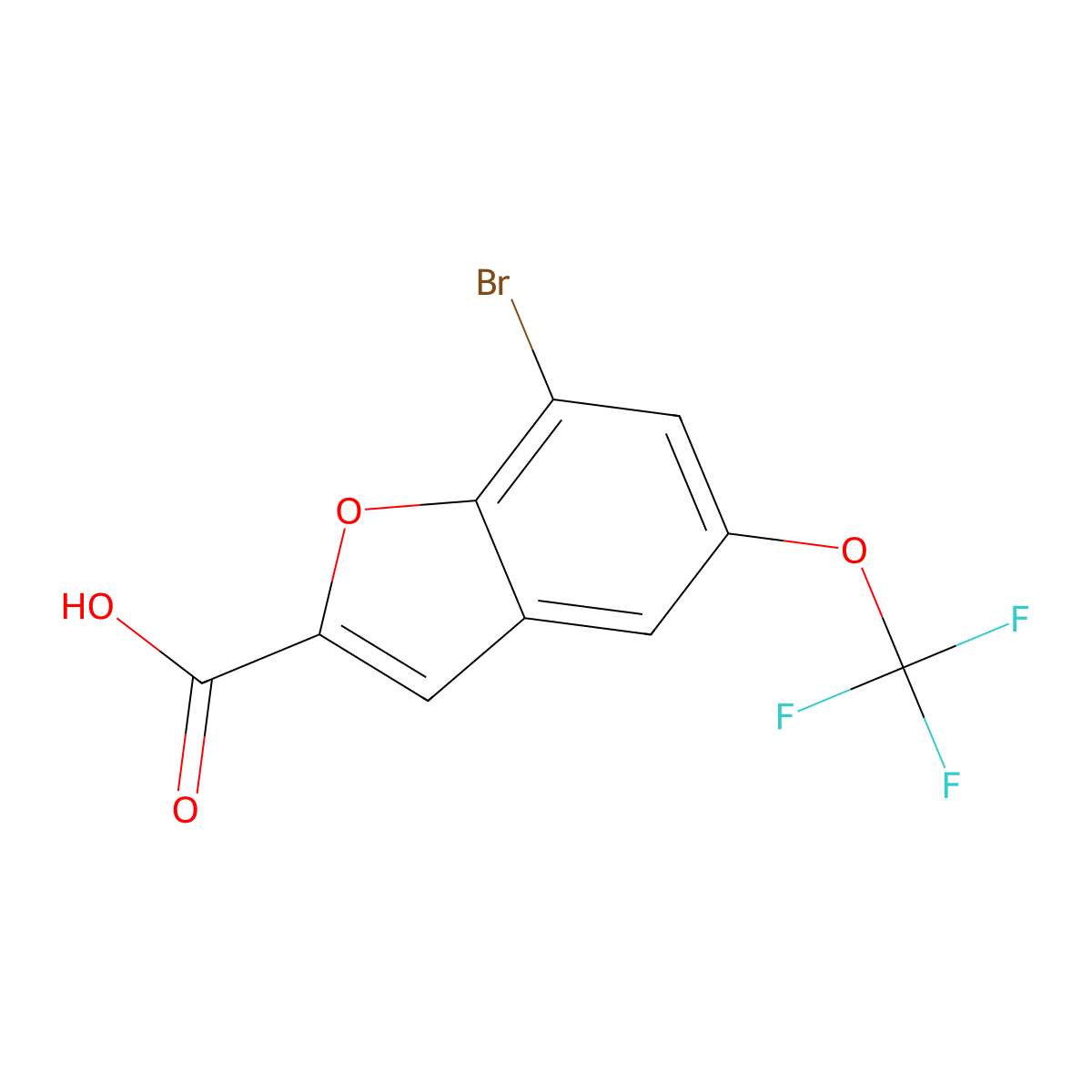7-Bromo-5-(trifluoromethoxy)benzofuran-2-carboxylic acid molecular structure, CAS 2379918-53-1
