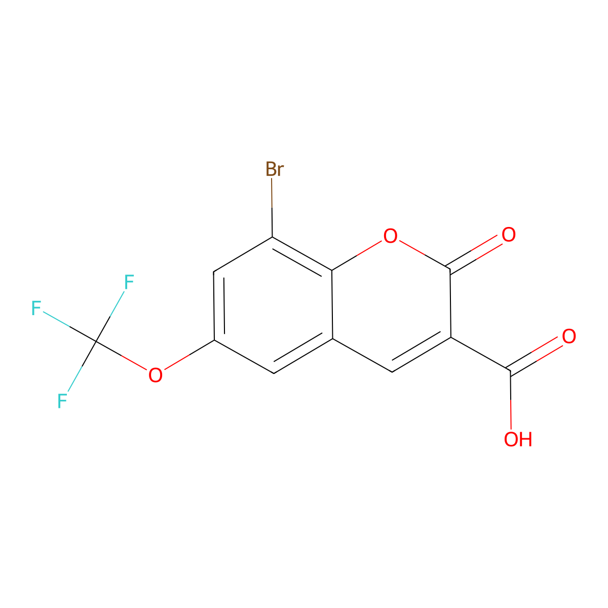 8-Bromo-6-(trifluoromethoxy)-2-oxo-2H-chromene-3-carboxylic acid molecular structure, CAS 2379918-58-6