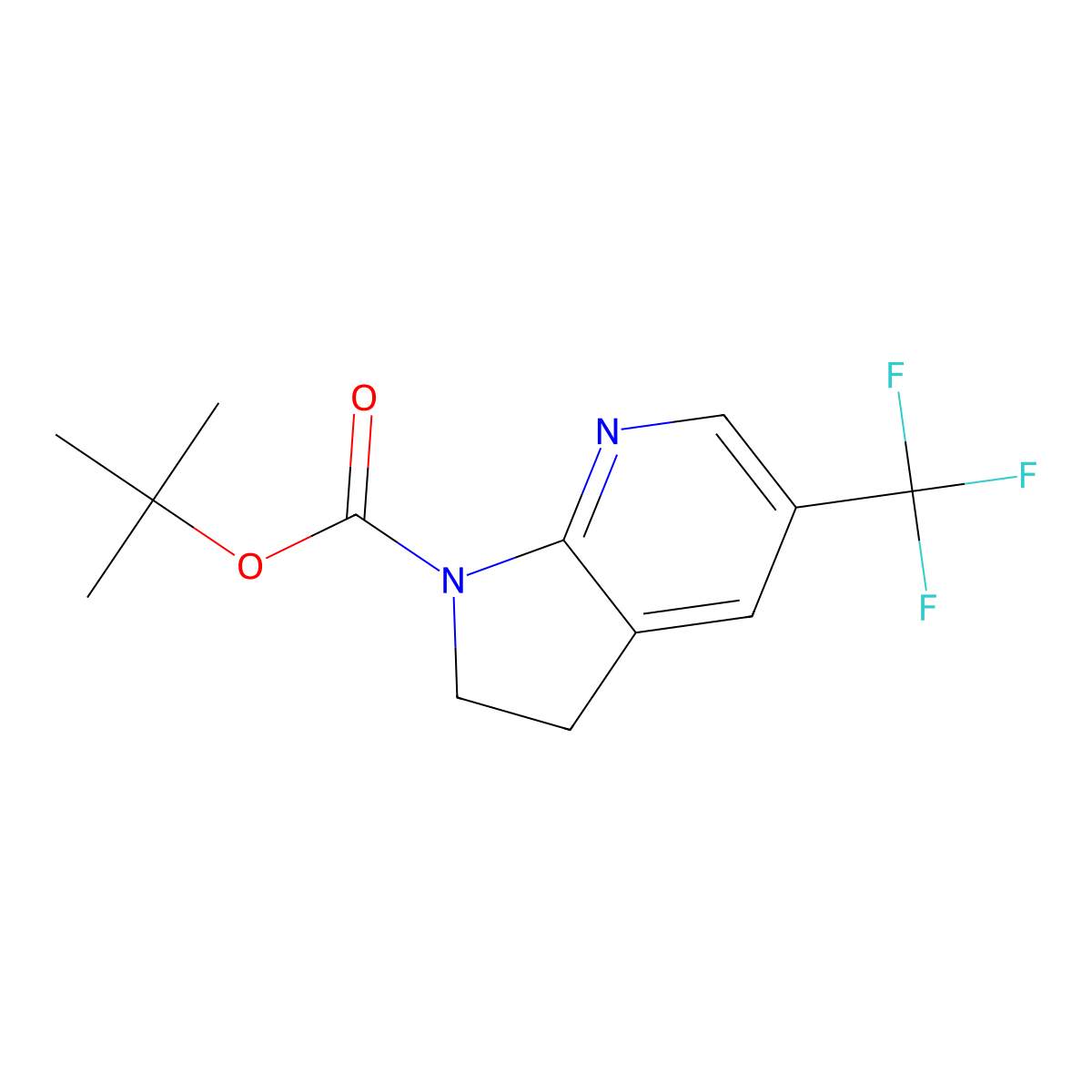 5-(Trifluoromethyl)-2,3-dihydropyrrolo[2,3-b]pyridine, N1-Boc protected molecular structure, CAS 2379918-60-0