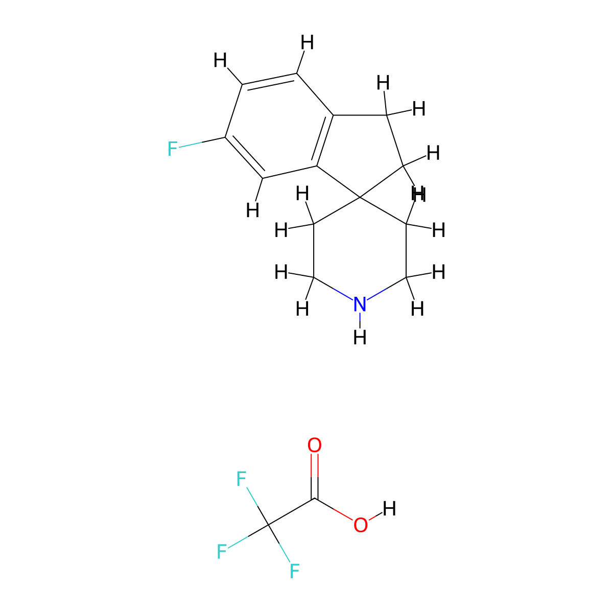 5-Fluorospiro[1,2-dihydroindene-3,4'-piperidine];2,2,2-trifluoroacetic acid molecular structure, CAS 2379928-06-8