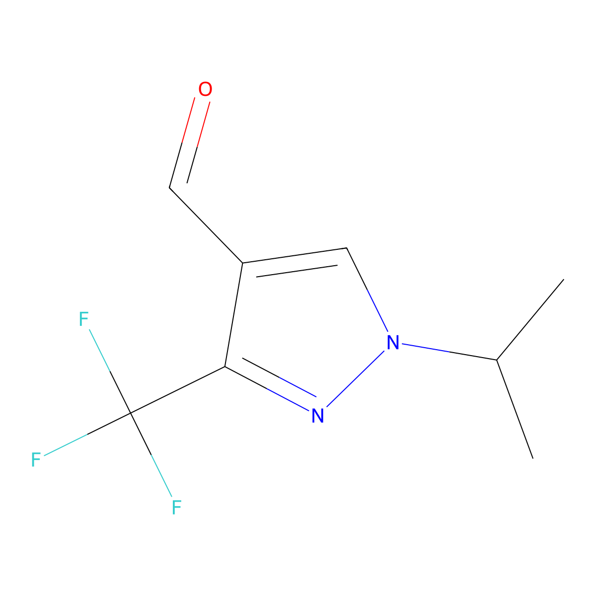 1-Isopropyl-3-(trifluoromethyl)-1H-pyrazole-4-carbaldehyde molecular structure, CAS 2379944-49-5