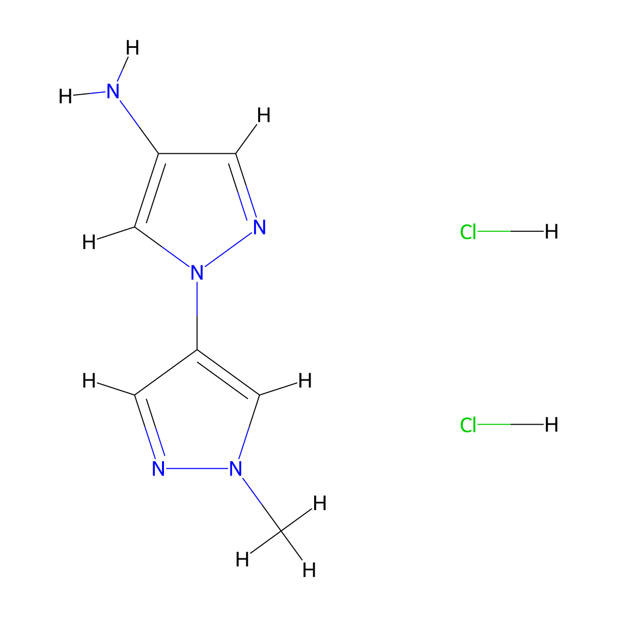 1''-Methyl-1''H-1,4''-bipyrazol-4-amine diHCl molecular structure, CAS 2379944-62-2