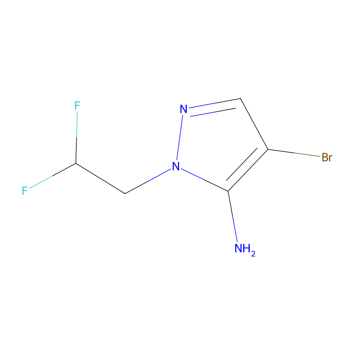 4-bromo-1-(2,2-difluoroethyl)-1H-pyrazol-5-amine molecular structure, CAS 2379944-98-4